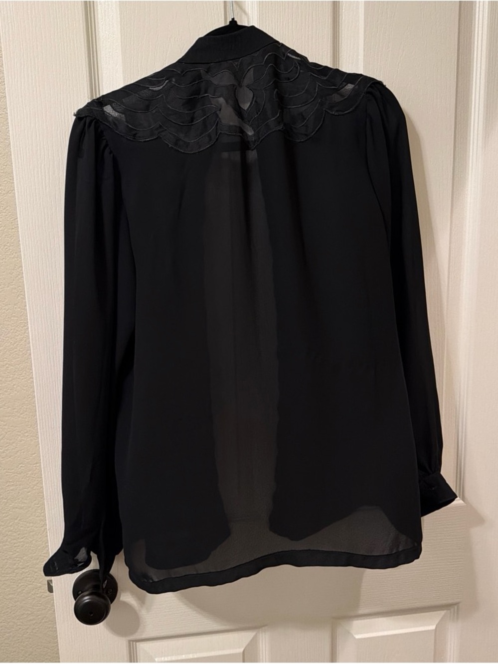 Women’s Black Sheer Long-Sleeve Blouse